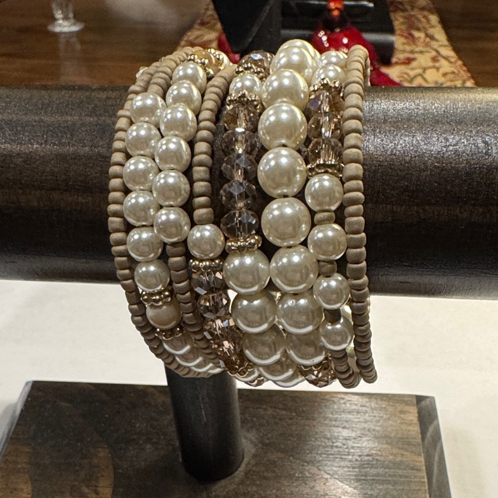 Elegant Pearl and Crystal Wrap Bracelet